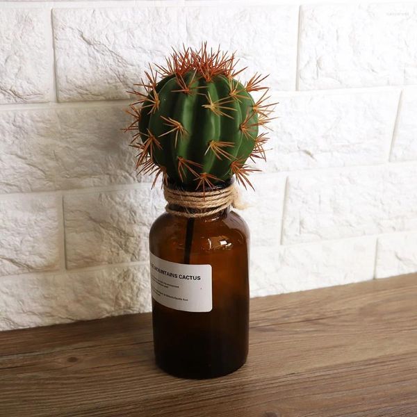 Flores decorativas Bola de cactus artificial Plantas suculentas simuladas sin maceta para decoración del hogar