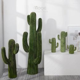 Flores decorativas cactus artificial bote suculenta árbol falso bonsai resina plantas verdes tropicales sala de estar de escritorio jardín decoración del hogar