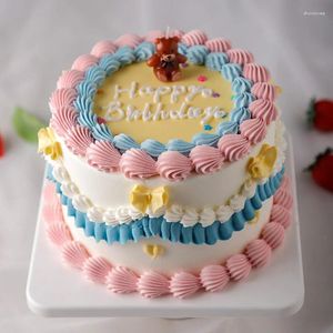 Fleurs décoratives modèle de gâteau artificiel Simulation anniversaire fausses décorations de fête de 6 pouces