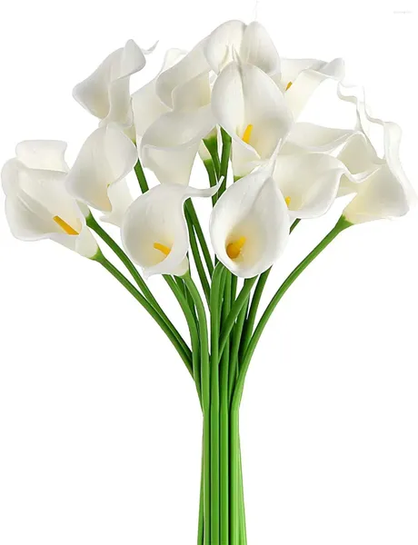 Fleurs décoratives artificielles Calla Lily Real Touch Arrangement en latex Bouquet de mariage pièce maîtresse chambre bureau fête décor à la maison idée cadeau