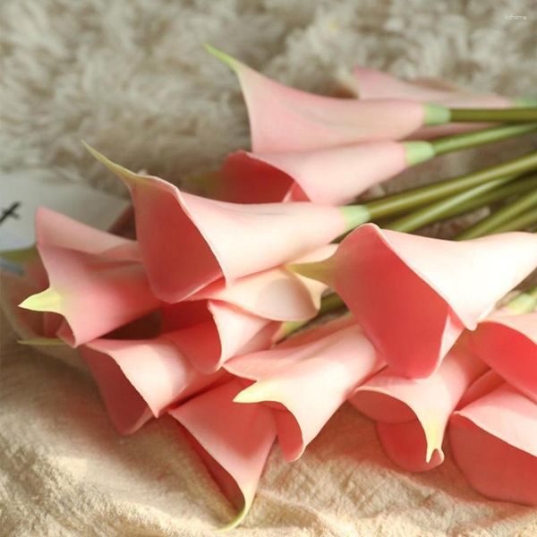 Flores decorativas cala artificial lily ramo para decoración de bodas grupo de plantas falsas de novia decoración de interiores