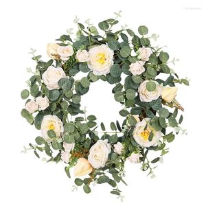 Couronne de camélia artificielle de fleurs décoratives, adaptée aux mariages à domicile intérieur et extérieur, divers festivals, fleurissant toute l'année