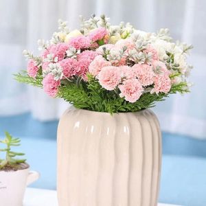 Fleurs décoratives Bouquet d'oeillets artificiels réaliste à la main Simulation fleur bureau fausse décoration mariage cadeau de fête des mères