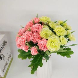 Flores decorativas Carnación artificial como accesorios de ramas para bodas nupciales de seda real decoraciones de calificaciones para casas jarrón