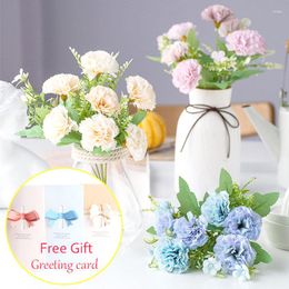 Fleurs décoratives Carnation artificielle Cadeaux de la fête des mères Fake Wedding Home Garden Decoration Accessoires Cadeau cadeau gratuit
