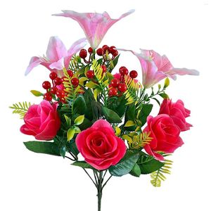 Fleurs décoratives artificielles, Vase de cimetière en plastique, fournitures de Festival, Bouquet de fleurs, décoration de maison