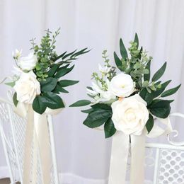 Fleurs décoratives chaise artificielle dos fleur allée pour banc d'église décorations d'arrangement de mariage
