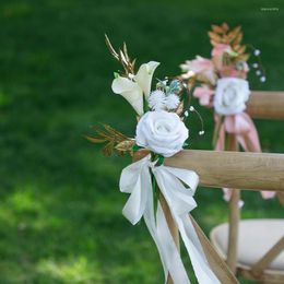 Decoratieve bloemen kunstmatige stoel rug bloem multi-colour pew voor bruiloften kerk ceremonie feestje decor bruiloft gangpad decoraties