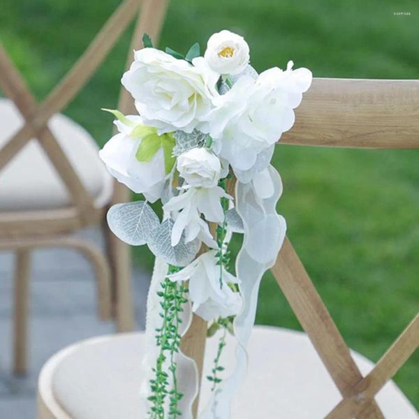 Fleurs décoratives chaise artificielle Fleur arrière pour décorations d'église Party Mariage Asle