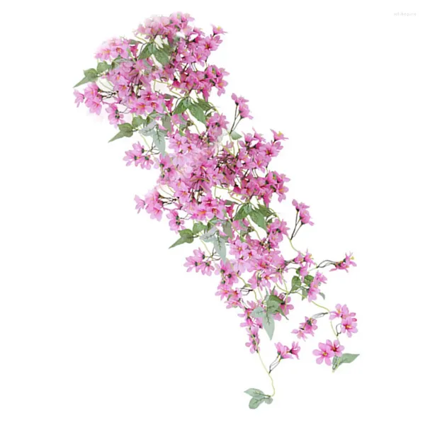 Fleurs décoratives Cherry artificielle Blossom Pink Gifts Fake Blossoms Vin Vine Garland Maison Home suspendue Garlands en soie