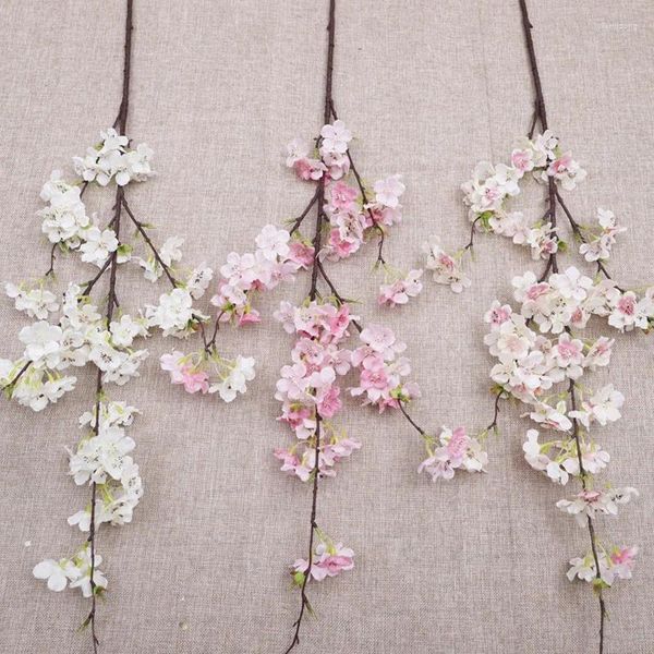 Fleurs décoratives artificielles fleur de cerise rose blanc arbre de soie fleur de soie printemps bonsai arc arche de mariage