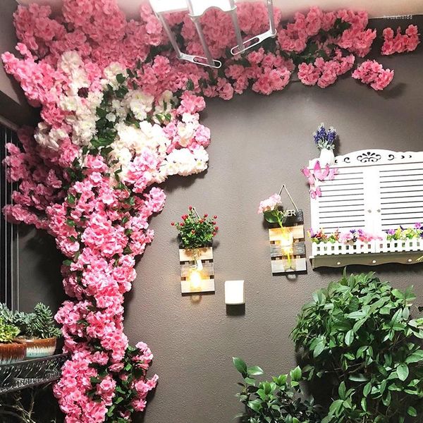 Flores decorativas Árbol de flor de cerezo artificial Flor de seda Primavera DIY Bonsai Arco Accesorios de boda Arreglo de decoración de la oficina en el hogar