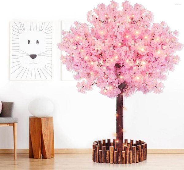 Flores decorativas Artificial Cherry Blossom Tree Rosa Flower Landing Decoración de interior Decoración en maceta para la casa de la casa de la casa Decora