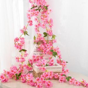 Fleurs décoratives cerisier artificiel fausses fleurs guirlande de fleurs lierre suspendu décor de vigne adapté à la scène de performance de décoration de mariage