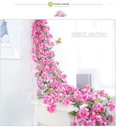 Fleurs décoratives fleurs de cerisier artificielles vignes mariage suspendus fausses fleurs de soie Simulation rotin décoration murale