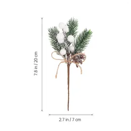 Fleurs décoratives pics de branches de pin de Noël artificiels : 20 pièces pics floraux de Noël avec verdure de baies blanches pour la décoration artisanale de vacances