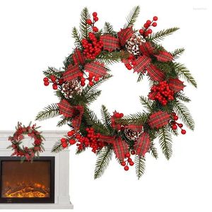 Fleurs décoratives Cône de pin de Noël artificiel avec branches de houx pour décors de couronne de bricolage Faux Red Berry Simulation Pincone