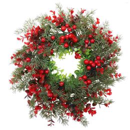 Fleurs décoratives couronne de Noël artificielle Berry Pine Berry Pineles Ferme de porte d'entrée Garland Greender