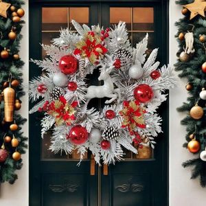 Fleurs décoratives couronne de Noël artificielle décor de porte d'entrée de vacances Garland Decoration Porche de Noël