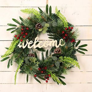 Fleurs décoratives couronne de Noël artificielle vert fausse guirlande beau jardin de bienvenue pour l'année fête de mariage porte suspendue décor à la maison