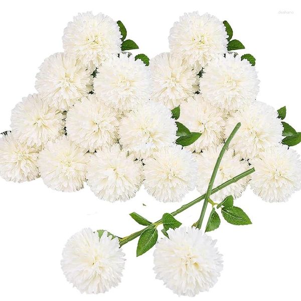 Fleurs décoratives artificielles chrysanthème boule mamans soie pour centres de table de mariage arrangements fête maison bricolage décor 20 pièces