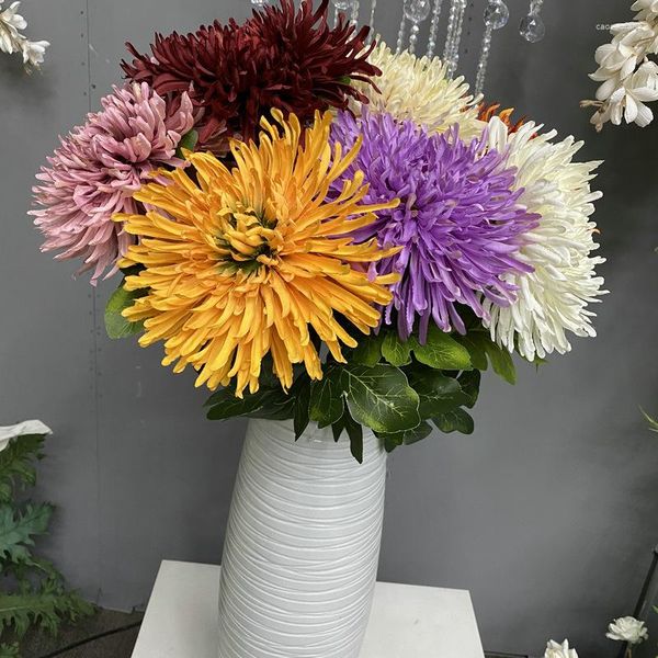 Fleurs décoratives Chrysanthemum artificiel Fleur Big Head Core Daisy Décoration de mariage Decoration Home Props
