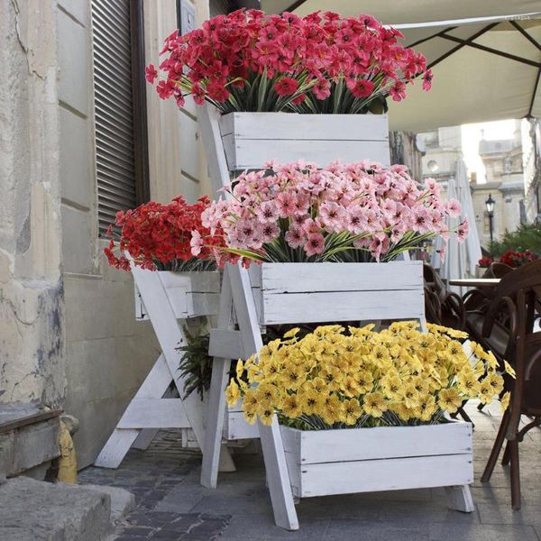 Flores decorativas artificiales resistentes al frío día romántico decoración de boda tela eterna impresa con regalo violeta