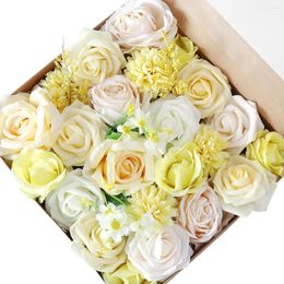 Decoratieve bloemen kunstmatige combinatie doos roze bruiloft voor doe -het -zelf decoratie bruids boeket tafel centerpieces bloem