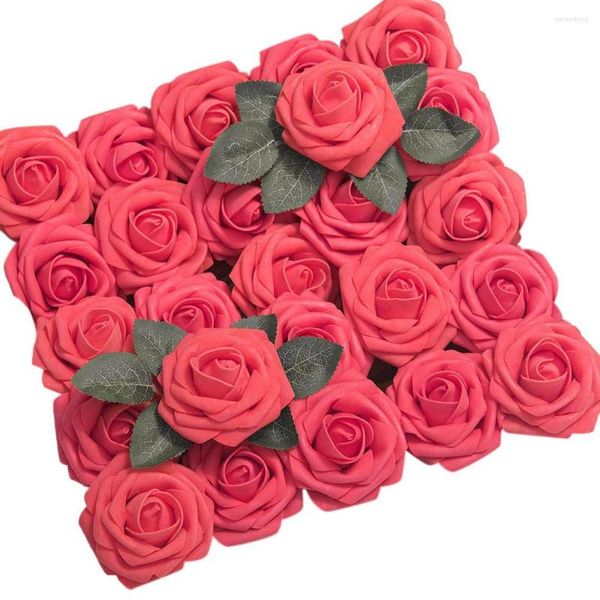 Flores decorativas rosas de coral artificiales 50 piezas de aspecto real falso para ramos de boda DIY girasoles gigantes