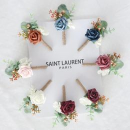 Fleurs décoratives artificielles Corsage Simulation fournitures de mariage pour les mariés mariées garçons d'honneur demoiselles d'honneur