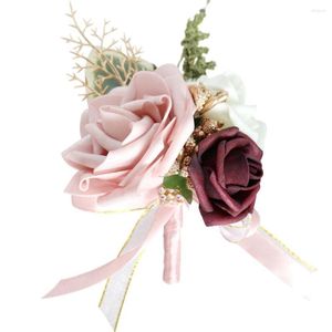 Decoratieve bloemen kunstmatige corsage polsbloem bruiloft accessoires voor bruidegom bruidegomsmen bruidsmeisjes drop