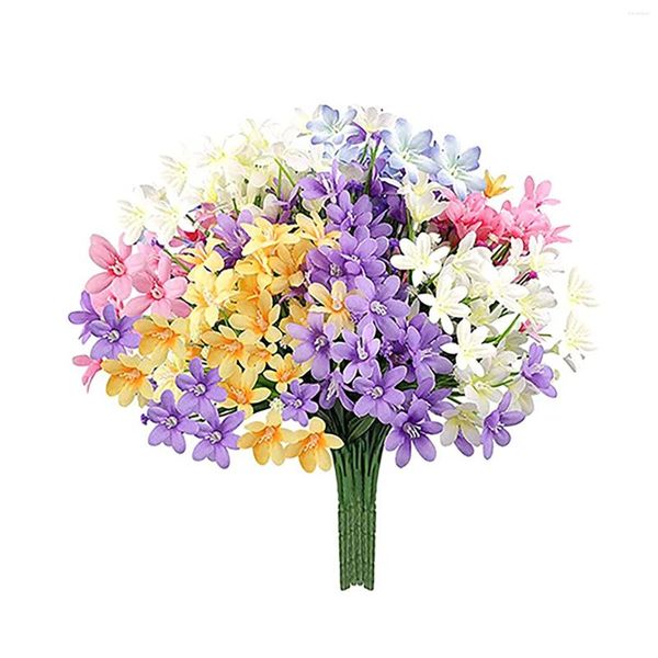 Fleurs décoratives jonquilles artificielles 10 pièces avec tiges, Faux Bouquet ne se décolore pas, décoration intérieure et extérieure
