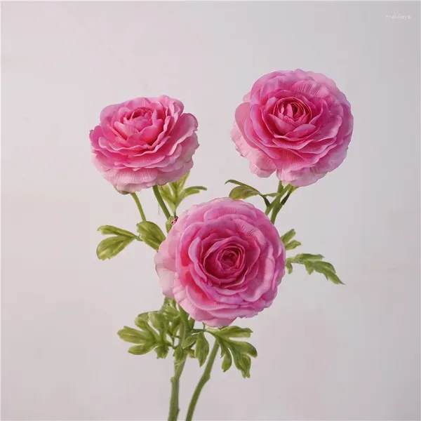 Fleurs décoratives branche de lotus de rosée artificielle latex faux cadeau de Saint-Valentin décoration de vacances touche réelle simulation fleur renoncule pivoine