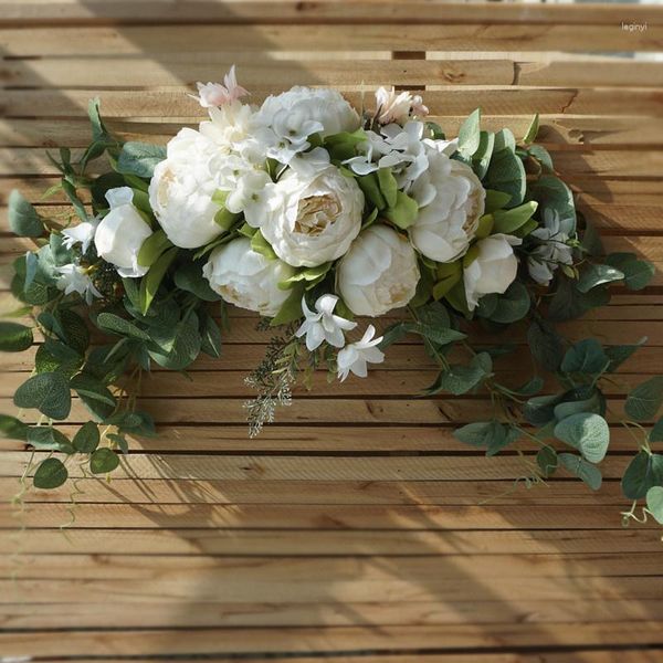 Fleurs décoratives artificielles DIY Arche de mariage Couronne Seuil de porte Fleur Rose Guirlande suspendue Affichage de fenêtre Arrangement mural floral