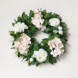 Fleurs décoratives guirlande de porte artificielle Champagne or Rose et guirlande de fleurs d'hortensia blanc pour la décoration de mariage décoration de la maison