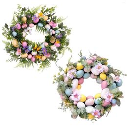 Fleurs décoratives Oeufs de Pâques artificiels décor des couronnes de printemps pour la porte d'entrée Poro Porch Egg mini couronne de couronne 45 cm