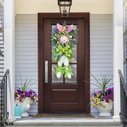 Couronne de pâques artificielle de fleurs décoratives, guirlande personnalisée pour poignée de porte de porche