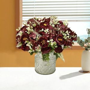 Fleurs décoratives artificiel élégant pivoine pour décoration de fête de mariage à la maison
