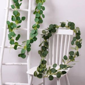 Decoratieve bloemen kunstmatige codering rattan 2m eucalyptus wijnstok geld blad thuis bruiloft decoratie groene plant