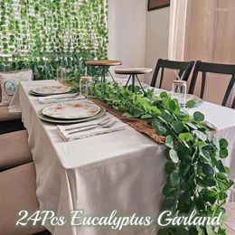 Decoratieve Bloemen Kunstmatige Eucalyptus Bladeren Guirlande Tafel Groen Krans Wijnstokken Bruiloft Muur Room Decor 24 Stuks