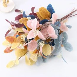 Fleurs décoratives Eucalyptus Artificiel Plantes de feuilles DIY Fake Plant Flower Bouquet pour Home Garden Party Decor Ornement