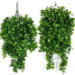 Fleurs décoratives Eucalyptus artificiel tenture murale feuille verte cryptée décor maison mariage fête de Noël jardin extérieur fausses plantes