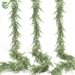 Fleurs décoratives artificielles eucalyptus guirlande rotin bricolage arc de mariage décoration de fond de mur pour la maison jardin lierre suspendu vert faux