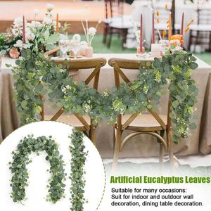 Decoratieve Bloemen Kunstmatige Eucalyptus Wijnstok Hanger Bladslinger Bruiloft Plant Groen Voor Thuis Feestdecoratie F6S6