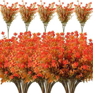 Fleurs décoratives Eucalyptus artificiel Bundless Autumn Leaf Thanksgiving Christmas Wedding Party Home Garden décorations d'automne Fleur fausse