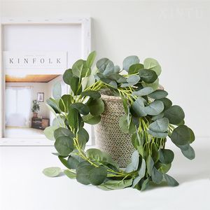 Decoratieve Bloemen Kunstmatige Eucalyptus Blad Garland 6.4ft Fake Vine Arch Wall Decor Groen Bladeren Wijnstokken Plant Voor Bruiloft