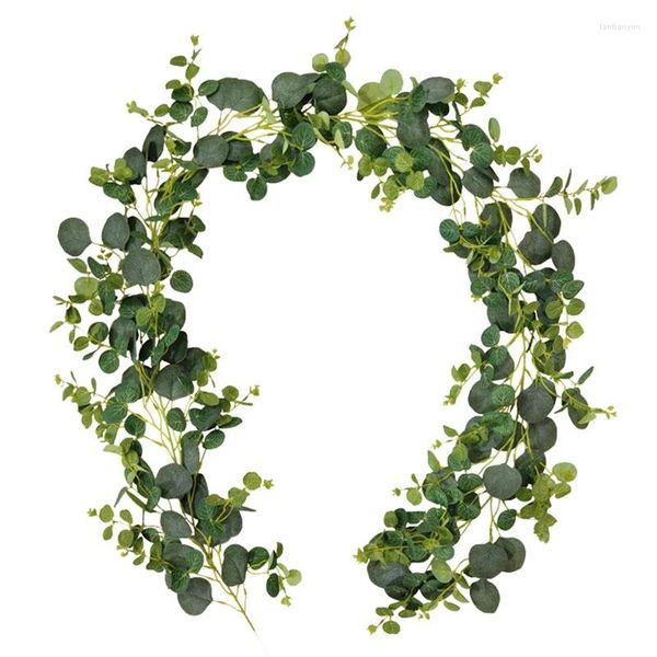 Guirlande de fleurs décoratives d'eucalyptus artificielles, fausses feuilles de lierre vertes, arc de fond de mariage, décoration murale pour fenêtre de maison