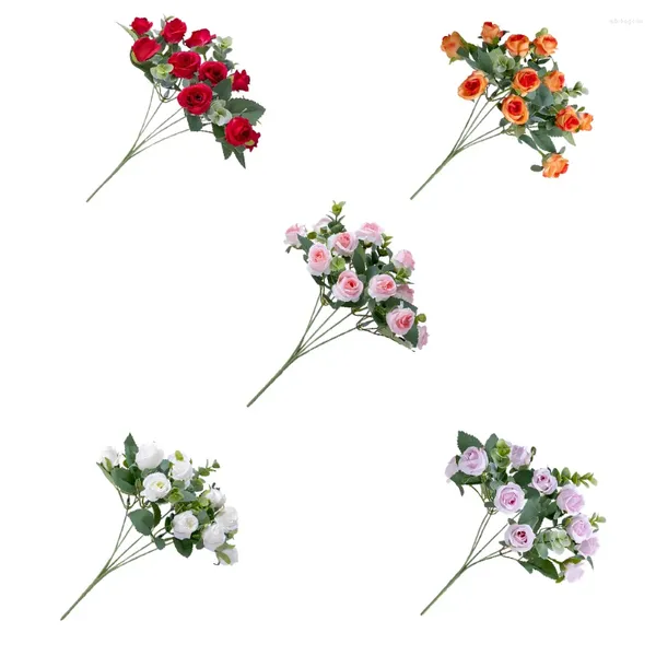 Fleurs décoratives eucalyptus artificiel bouquet rose fausse vases de fête de fleur rouge
