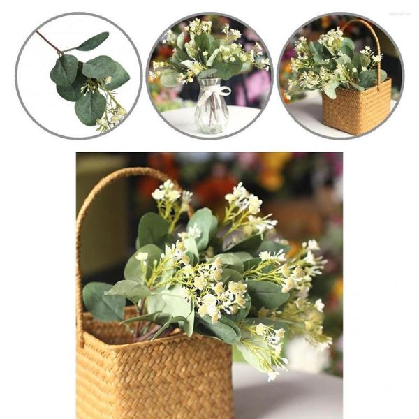 Fleurs décoratives feuilles d'eucalyptus artificielles tiges branches d'eucalipto plantes pour bouquets de fleurs mariage vacances verdure décor 2023