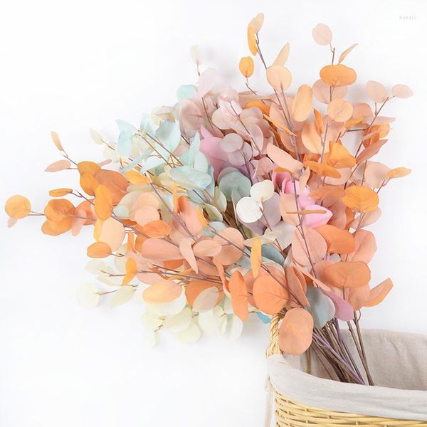 Fleurs décoratives Feuilles d'eucalyptus artificielles Branches d'eucalipto Soie Faux Bouquet de plantes Faux feuillage Guirlande Mariage Maison DIY Décoration